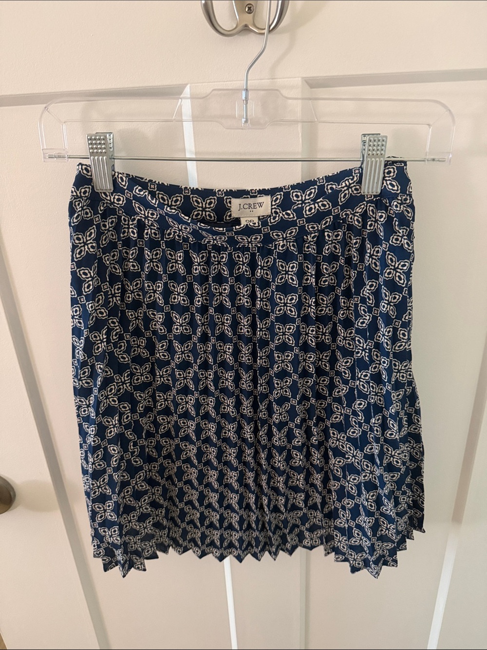 J. Crew Navy and White Floral Pleated Skirt